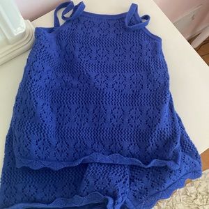 Adorable blue crotchet shirts and tank set